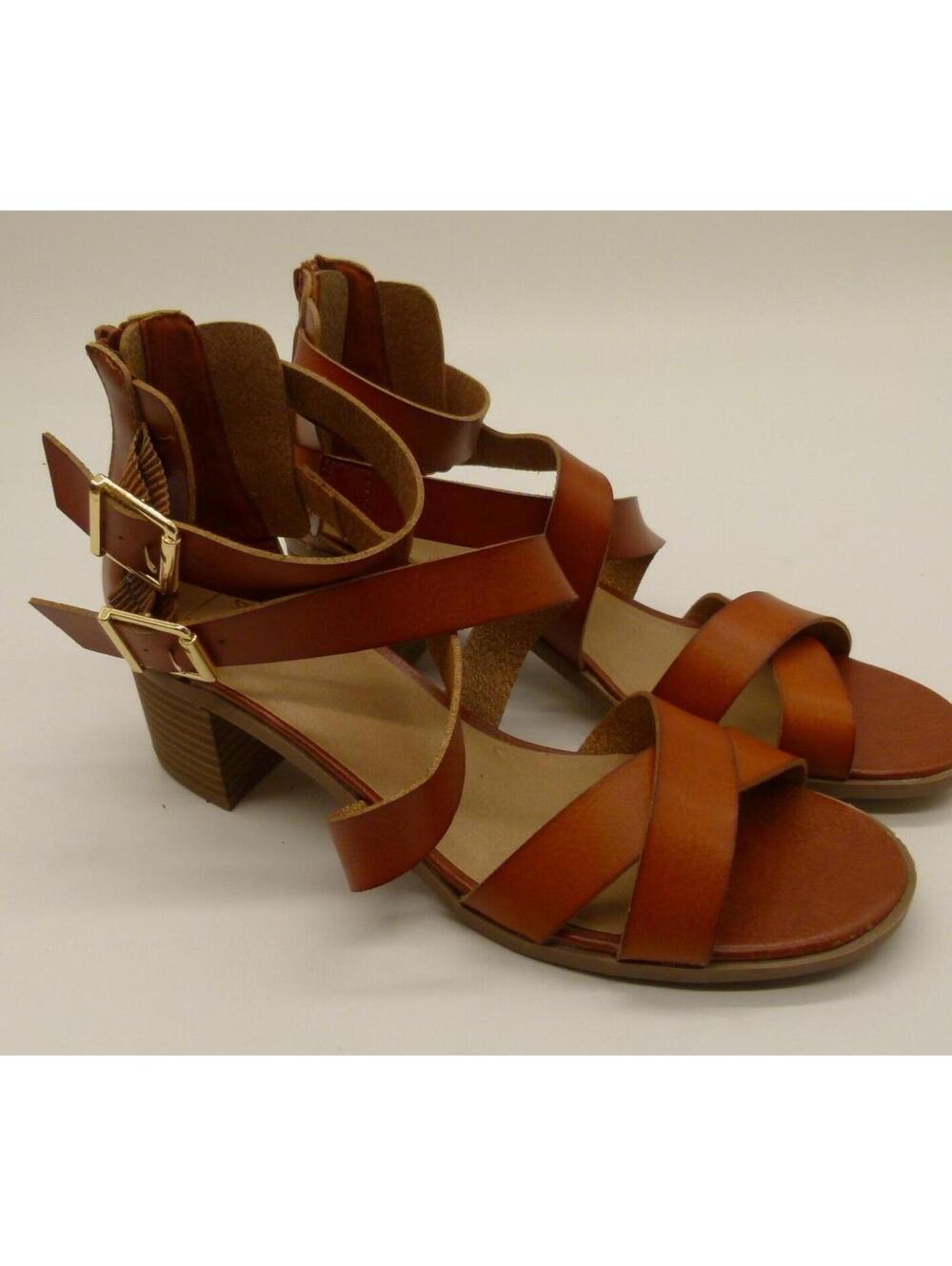 NWOB Material Girl Brown Strappy Block Heel Sandals Women’s 9.5
